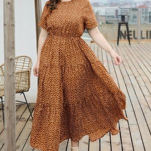 Plus Size Orange Daisy Maxi Dress